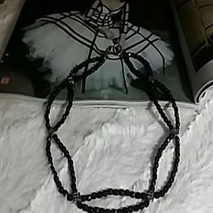 Vintage Silver 925 SAKS JET Black Crystal Necklace with diamond accents